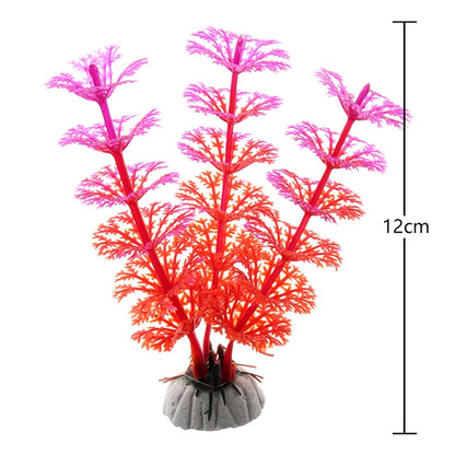 Artificial Underwater Aquarium Plants – Plastic Aquatic Fake Shrubs & Green Water Grass for Fish Tank Landscaping, Realistic Simulated Decor