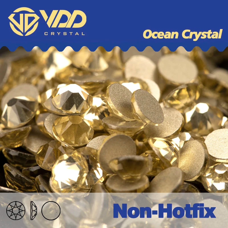 VDD 2088 Crystal Flower Nail Rhinestones – Non-Hotfix 8 Big & 8 Small Flatback Gems for Nail Art & DIY Decorations