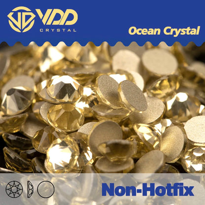 VDD 2088 Crystal Flower Nail Rhinestones – Non-Hotfix 8 Big & 8 Small Flatback Gems for Nail Art & DIY Decorations