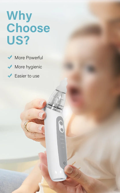 Aspirador nasal eléctrico recargable para bebés – Limpiador nasal portátil para recién nacidos y bebés con succión suave
