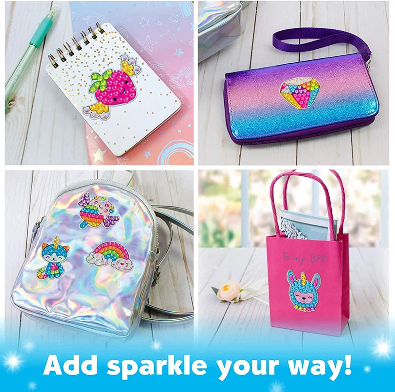 Kit de pegatinas de pintura de diamantes grandes de 12 piezas – Manualidades de mosaico de unicornio, animales y vida marina para niños