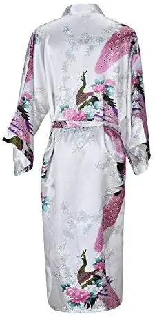 Silk Satin Floral Wedding Robe – Bride Bridesmaid Short Kimono Bathrobe Dressing Gown for Women