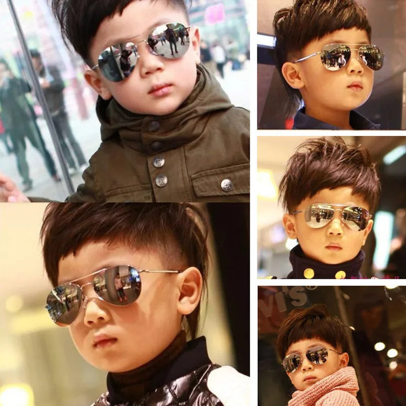 Kids' Pilot Sunglasses – Fashion Metal Frame Eyewear for Baby Boys & Girls, Classic Aviator-Style Outdoor Sun Glasses