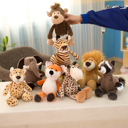 25CM Lifelike Safari Animal Plush Toys – Lion, Tiger, Elephant, Monkey, Leopard, Giraffe & Raccoon Stuffed Animals for Kids’ Gifts