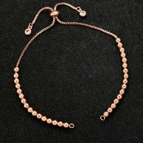 Cadena de pulsera ajustable de latón con diamantes de imitación – Cadena de joyería de 240 mm para pulseras, dijes y fabricación de joyas