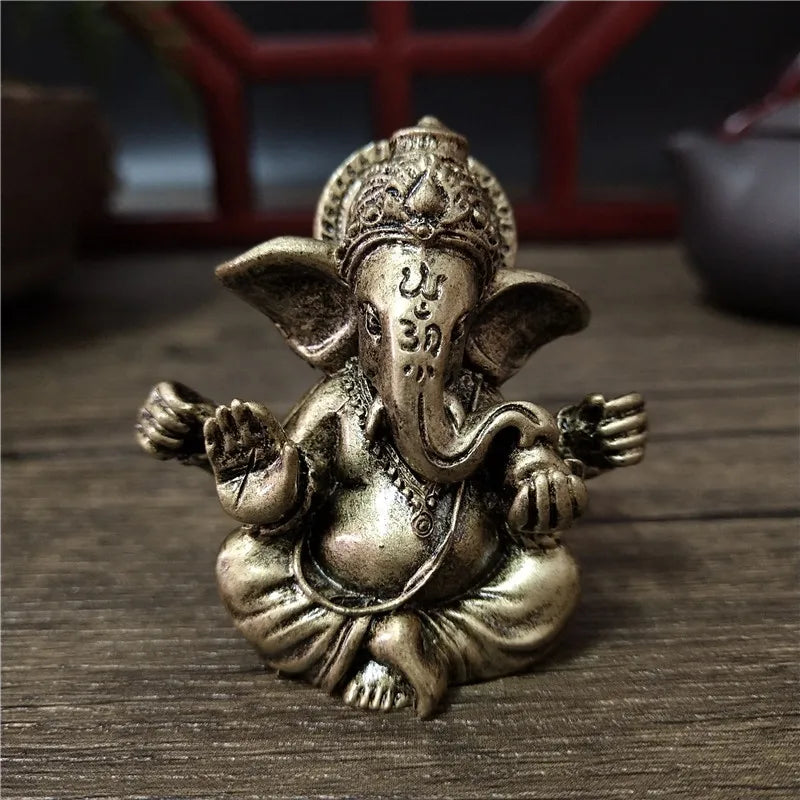 Statue de Ganesha en bronze – Figurine de sculpture du dieu éléphant hindou pour décoration de maison, de bureau, décoration spirituelle et cadeau