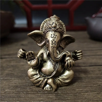 Statue de Ganesha en bronze – Figurine de sculpture du dieu éléphant hindou pour décoration de maison, de bureau, décoration spirituelle et cadeau