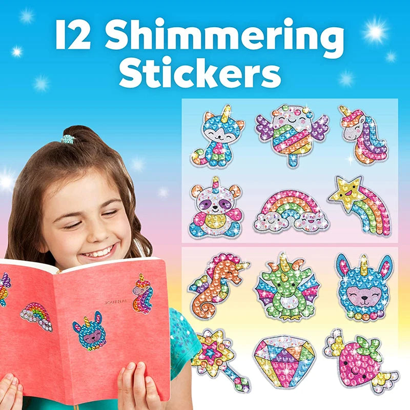 Kit de pegatinas de pintura de diamantes grandes de 12 piezas – Manualidades de mosaico de unicornio, animales y vida marina para niños