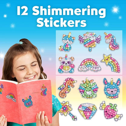 Kit de pegatinas de pintura de diamantes grandes de 12 piezas – Manualidades de mosaico de unicornio, animales y vida marina para niños