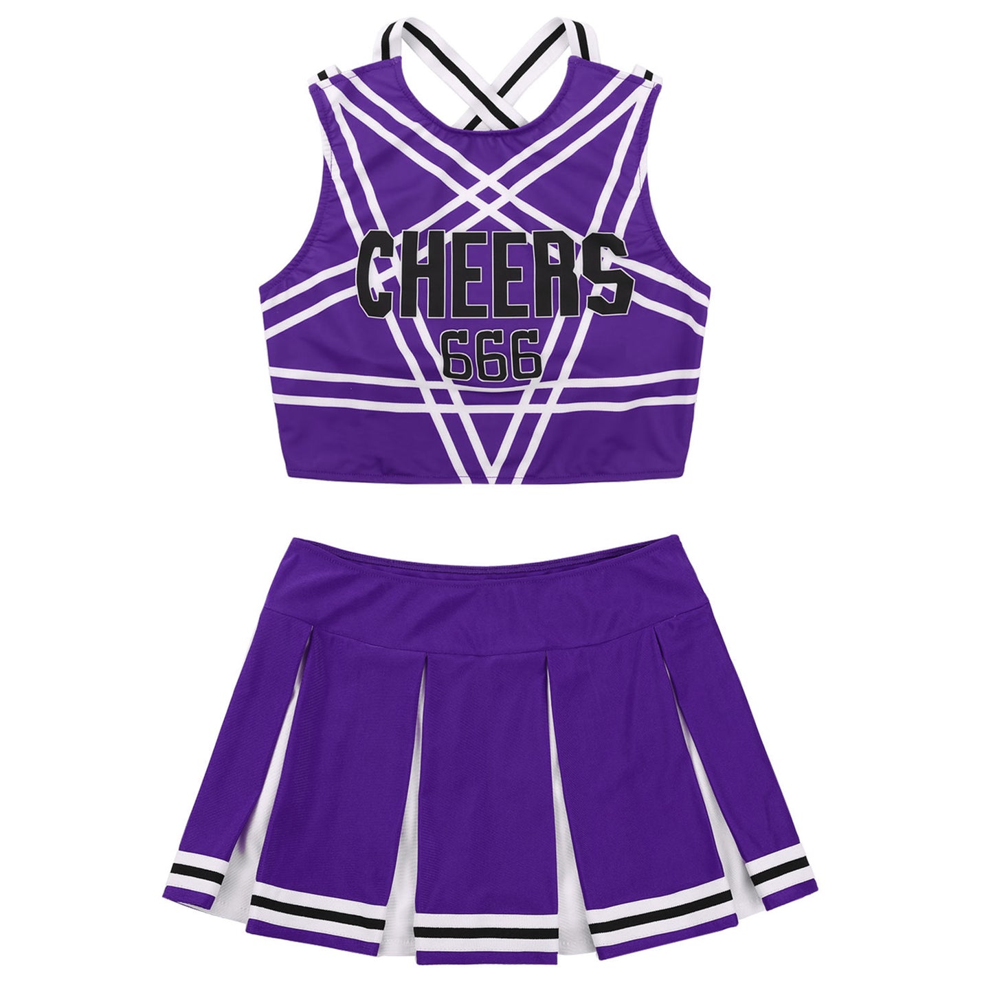Women’s Cheerleader Cosplay Costume – Uniform Set (Crop Top + Mini Pleated Skirt, Carnival Outfit)