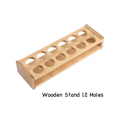 Wooden Acrylic Shot Glass Holder Rack, 6-Hole Single Row Wine Tasting Flight Tray, Shot Glass Display Stand, Bar Drink Serving Tray and Cup Storage Carrier
