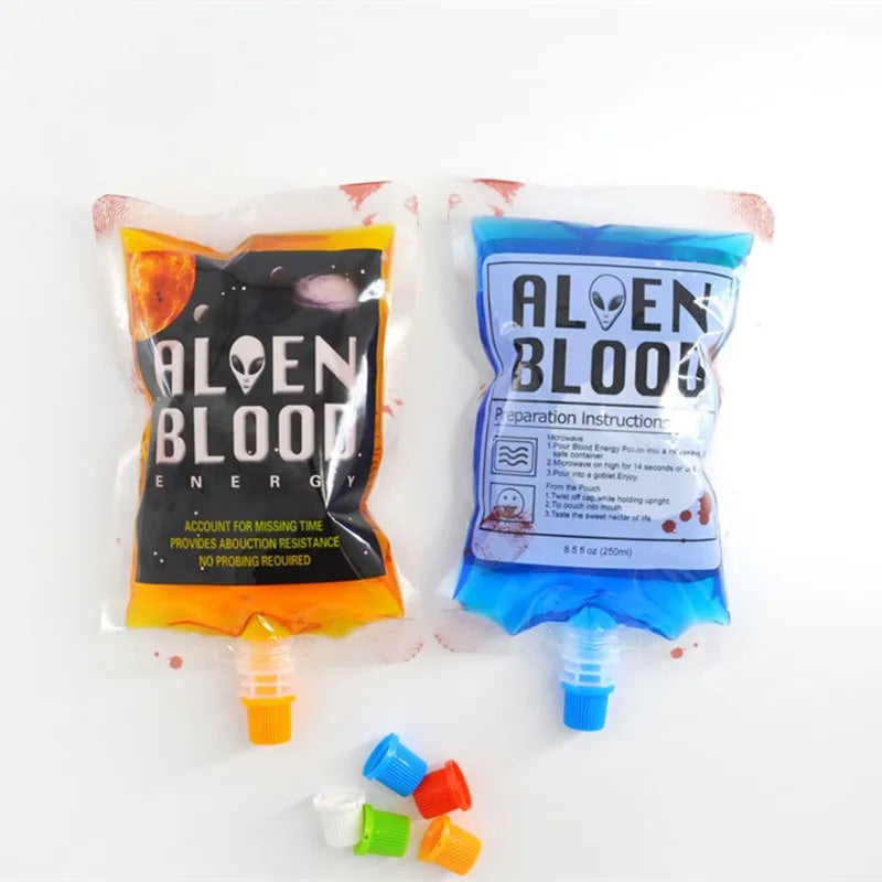 1PC Halloween Vampire Blood Drink Container Bag – PVC Beverage & Water Bottle Holder for Zombie Cosplay, Halloween Party Props & Decorations