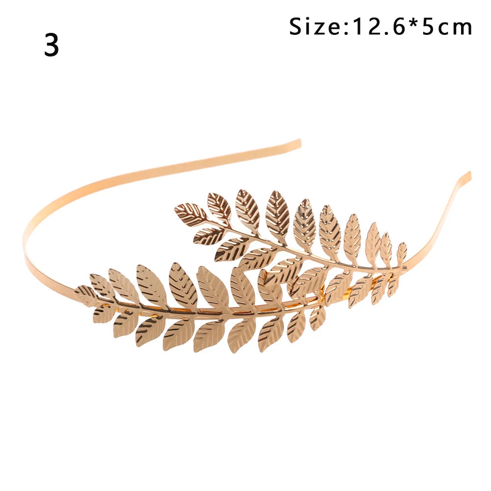Vintage Gold Leaf Bridal Headband – Roman Greek Goddess Wedding Tiara Crown Hair Accessory for Women
