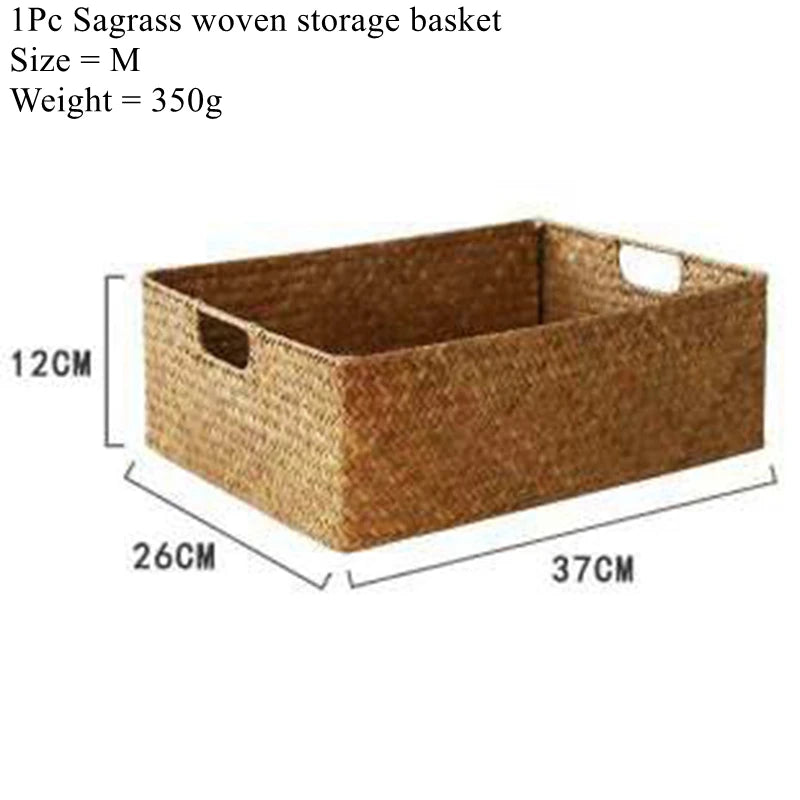 Zerolife Panier en jonc de mer naturel tressé – Grand panier de rangement en osier de paille pour la décoration intérieure, corbeille à fruits et à pain de table, organiseur de serviettes, récipient de rangement de cuisine et panier de ferme rustique