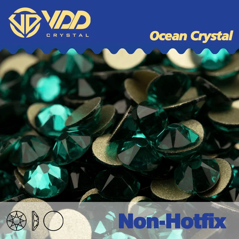 VDD 2088 Crystal Flower Nail Rhinestones – Non-Hotfix 8 Big & 8 Small Flatback Gems for Nail Art & DIY Decorations