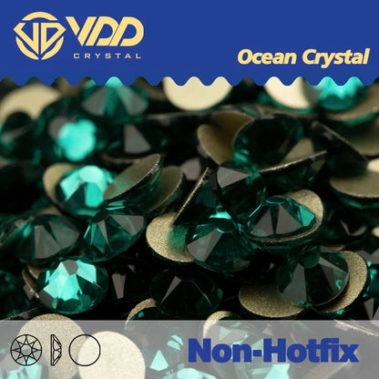 VDD 2088 Crystal Flower Nail Rhinestones – Non-Hotfix 8 Big & 8 Small Flatback Gems for Nail Art & DIY Decorations