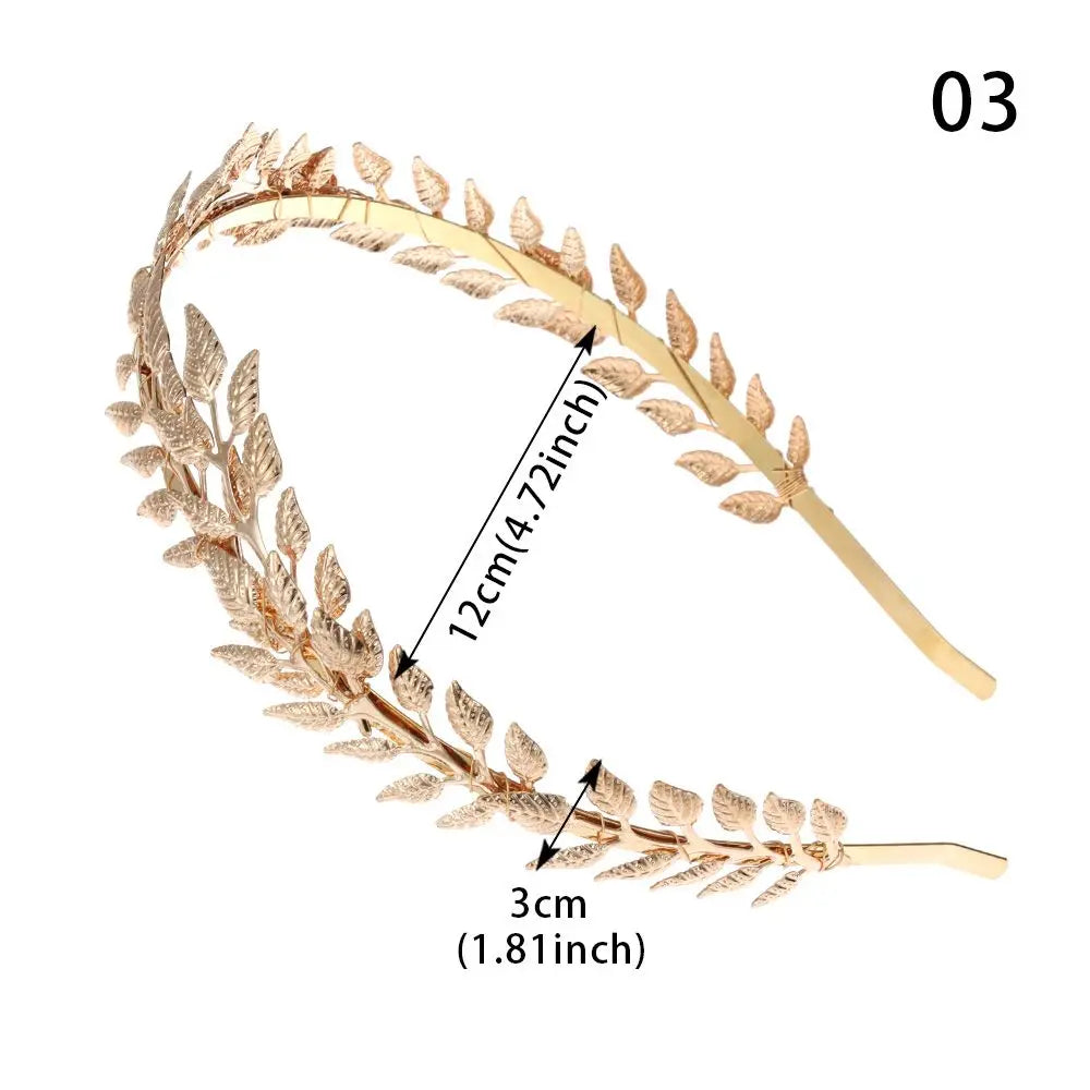 Vintage Gold Leaf Bridal Headband – Roman Greek Goddess Wedding Tiara Crown Hair Accessory for Women