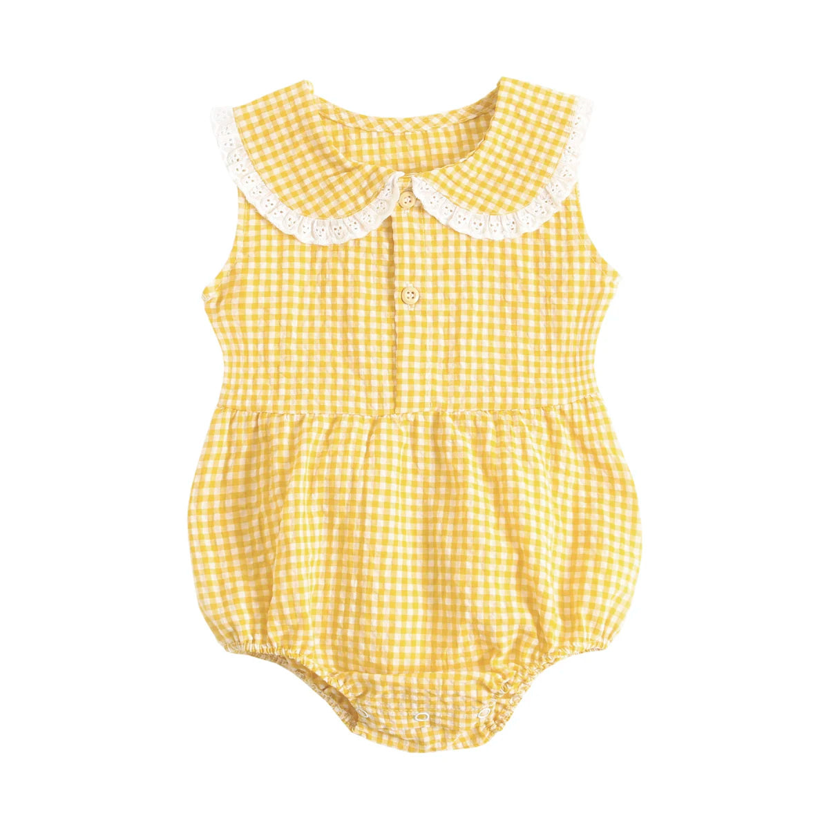 Sanlutoz Body de algodón de verano para bebé – Pelele sin mangas a cuadros de princesa para recién nacidas y bebés pequeñas