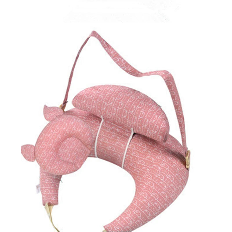 Almohada multifunción de lactancia para bebé con correa para el hombro – Almohada suave de alimentación y soporte de cabeza para recién nacidos con diseño de dibujos animados