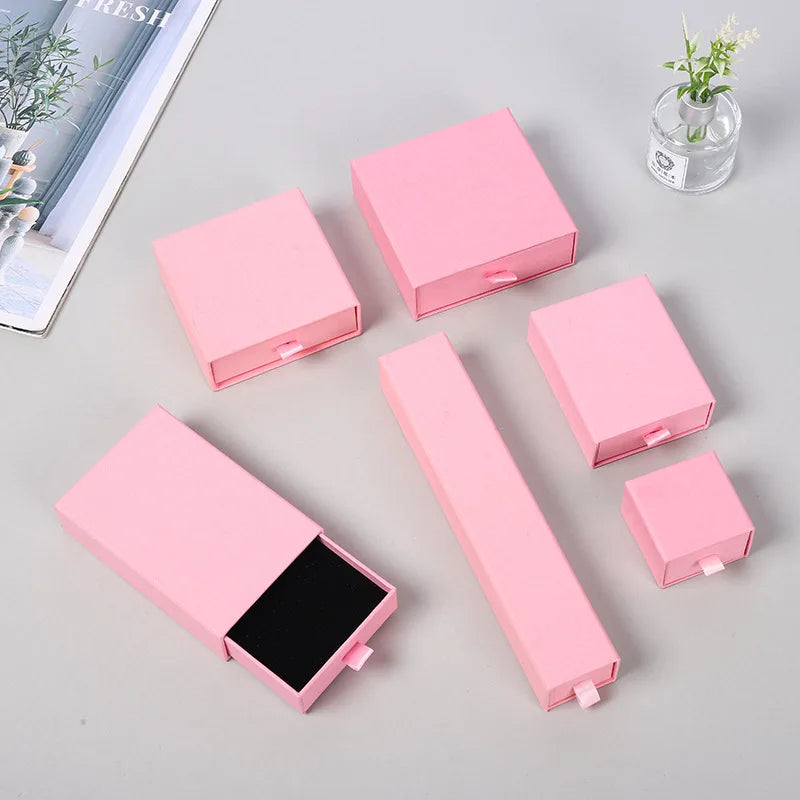 10 Cajas de regalo de joyería de papel para anillos, pendientes, collares, pulseras y empaques de recuerdos de boda