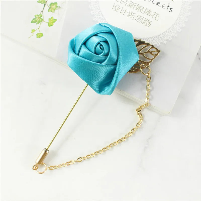 Boutonnière de seda para el novio y padrinos de boda – Pin de solapa floral para bodas, bailes de graduación y eventos formales