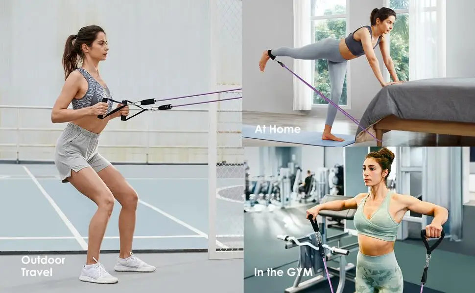Juego de Bandas de Resistencia para Barra de Ejercicio – Expansor de Cuerda para Pilates y Yoga para Entrenamiento de Fuerza, Fisicoculturismo, Gimnasio en Casa y Ejercicios de Fitness