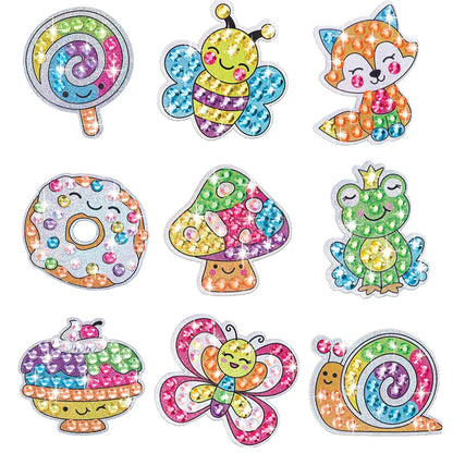Kit de pegatinas de pintura de diamantes grandes de 12 piezas – Manualidades de mosaico de unicornio, animales y vida marina para niños