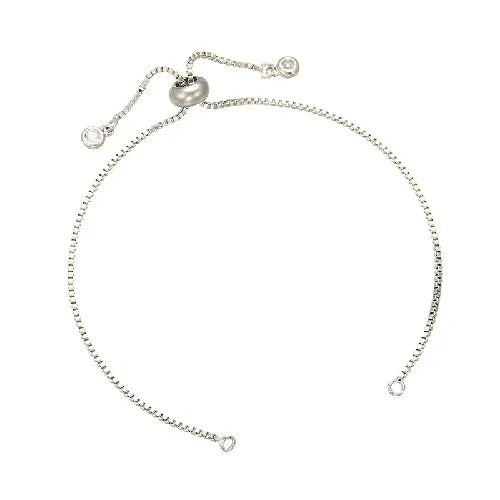 Cadena de pulsera ajustable de latón con diamantes de imitación – Cadena de joyería de 240 mm para pulseras, dijes y fabricación de joyas