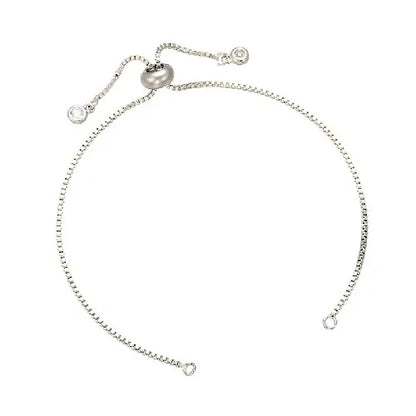 Cadena de pulsera ajustable de latón con diamantes de imitación – Cadena de joyería de 240 mm para pulseras, dijes y fabricación de joyas