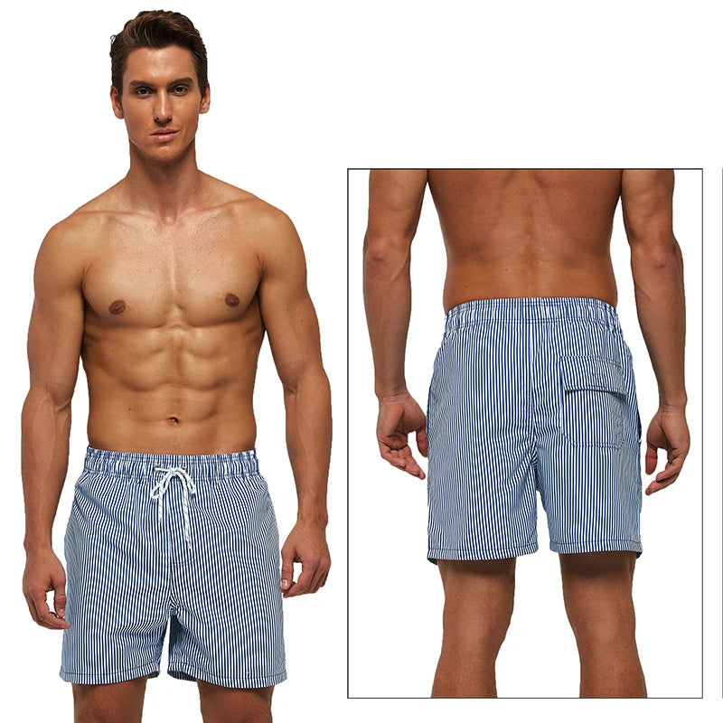 DATIFER Men's Beach Print Swim Shorts – Quick-Dry Surf, Swim & Workout Trunks with Pockets for Summer