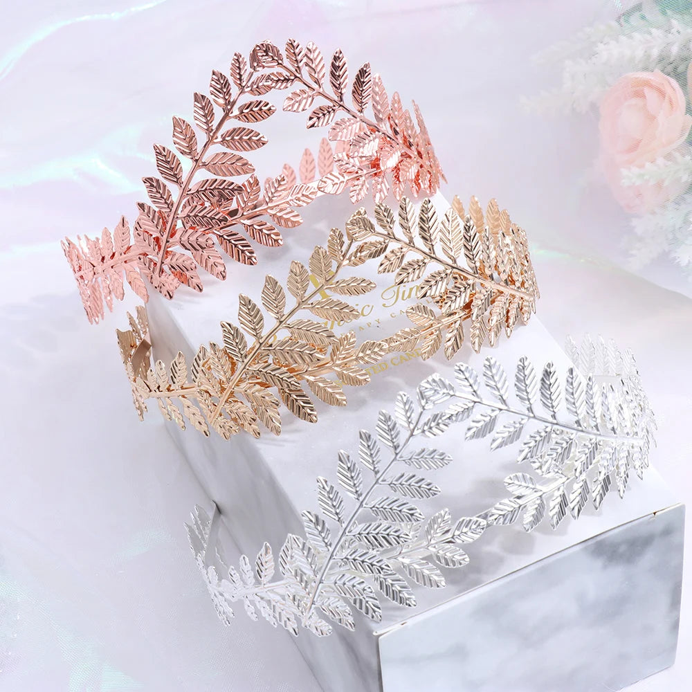 Vintage Gold Leaf Bridal Headband – Roman Greek Goddess Wedding Tiara Crown Hair Accessory for Women