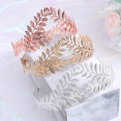 Vintage Gold Leaf Bridal Headband – Roman Greek Goddess Wedding Tiara Crown Hair Accessory for Women