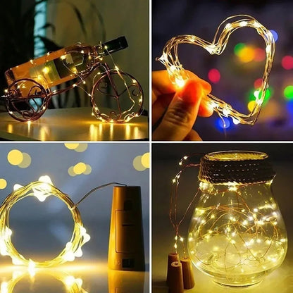 1M/2M/3M Wine Cork LED Bottle Lights – Battery-Powered String Lights for Party, Wedding, Christmas, Halloween & Bar Decor