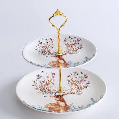 Elk Reindeer Ceramic Serving Plates – Christmas Deer Snack, Cake & Candy Dishes with Porcelain Tray for Fruit & Table Decor