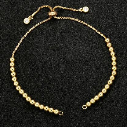 Cadena de pulsera ajustable de latón con diamantes de imitación – Cadena de joyería de 240 mm para pulseras, dijes y fabricación de joyas