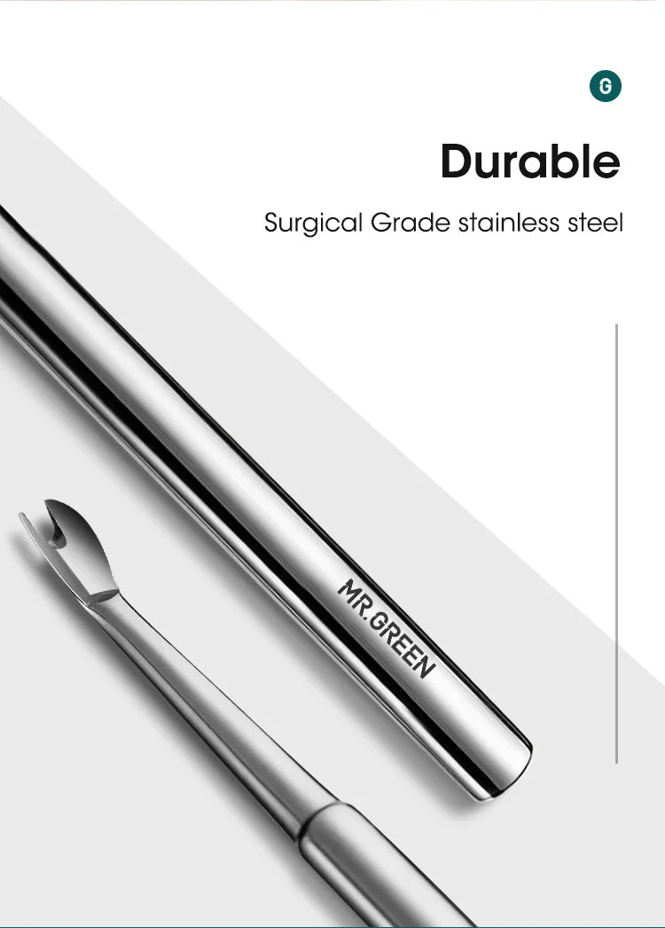 MR.GREEN Stainless Steel Cuticle Pusher & Cuticle Remover – Professional Nail Cleaner, Dead Skin Scraper & Manicure Tool