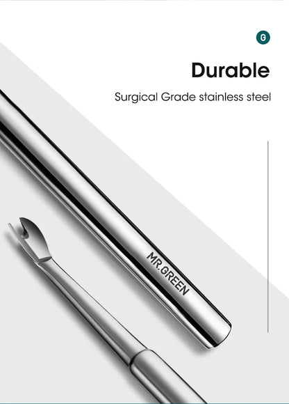 MR.GREEN Stainless Steel Cuticle Pusher & Cuticle Remover – Professional Nail Cleaner, Dead Skin Scraper & Manicure Tool