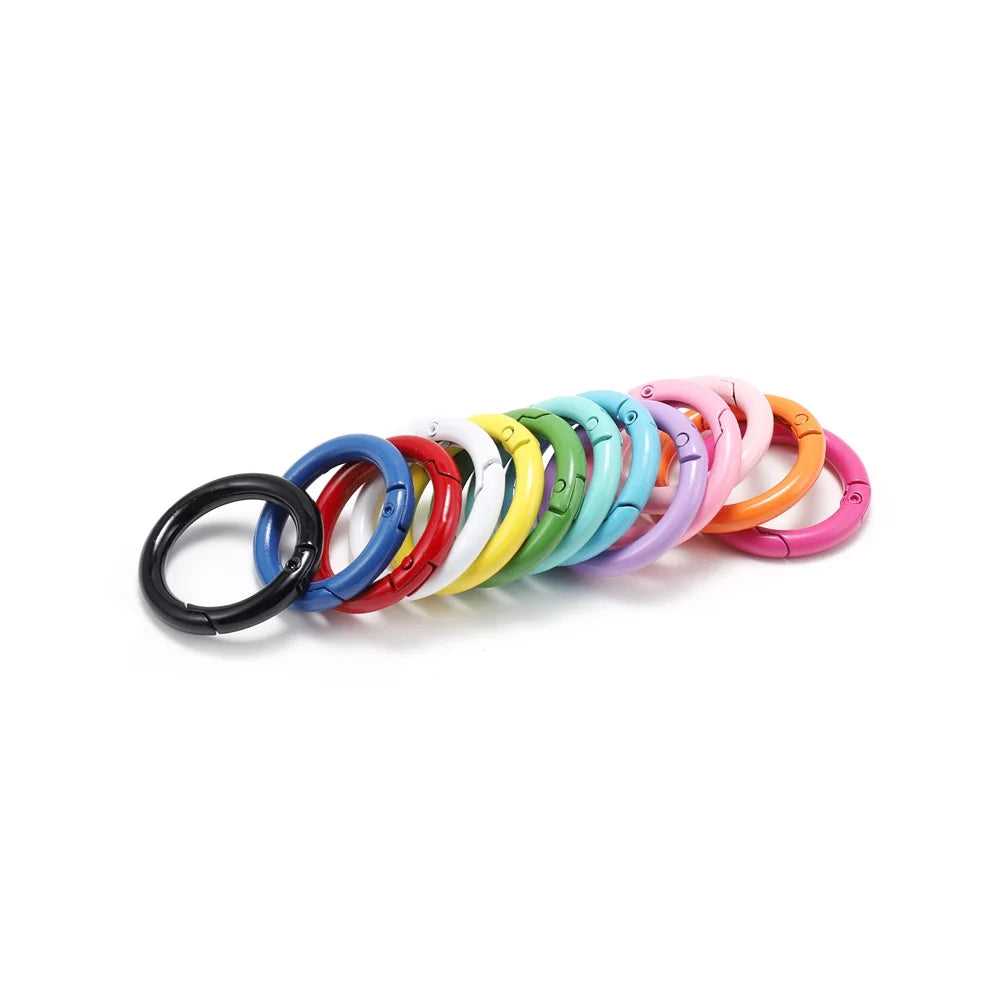 5-Piece Metal Spring O-Ring Carabiner Keychain Clips – Openable Round Buckle Connectors for DIY Keychains, Dog Chains & Jewelry Making