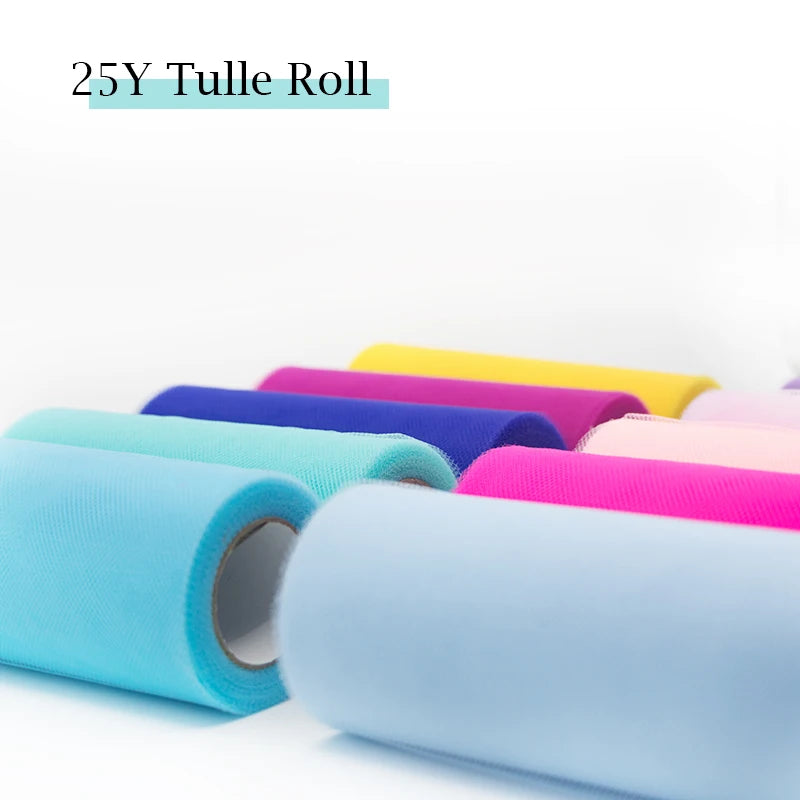 25-Yard Tulle Fabric Roll – 15cm Organza Ribbon for Weddings, Baby Showers, Crafts & Party Decorations