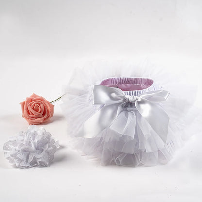 2PCS Baby Girls' Tulle Tutu Bloomers Set – Newborn Diaper Cover Skirt with Matching Headband, Rainbow Princess Outfit for Infants