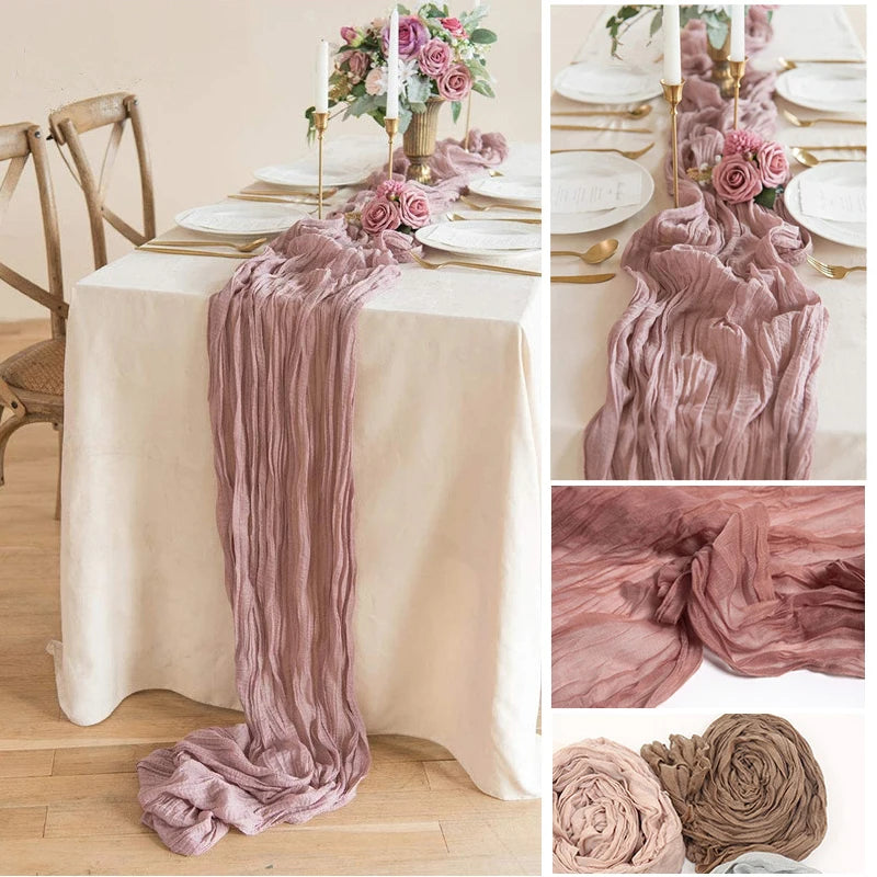 Cotton Gauze Table Runner – Rustic Dining Table Decoration for Weddings, Christmas, Parties & Holiday Home Decor