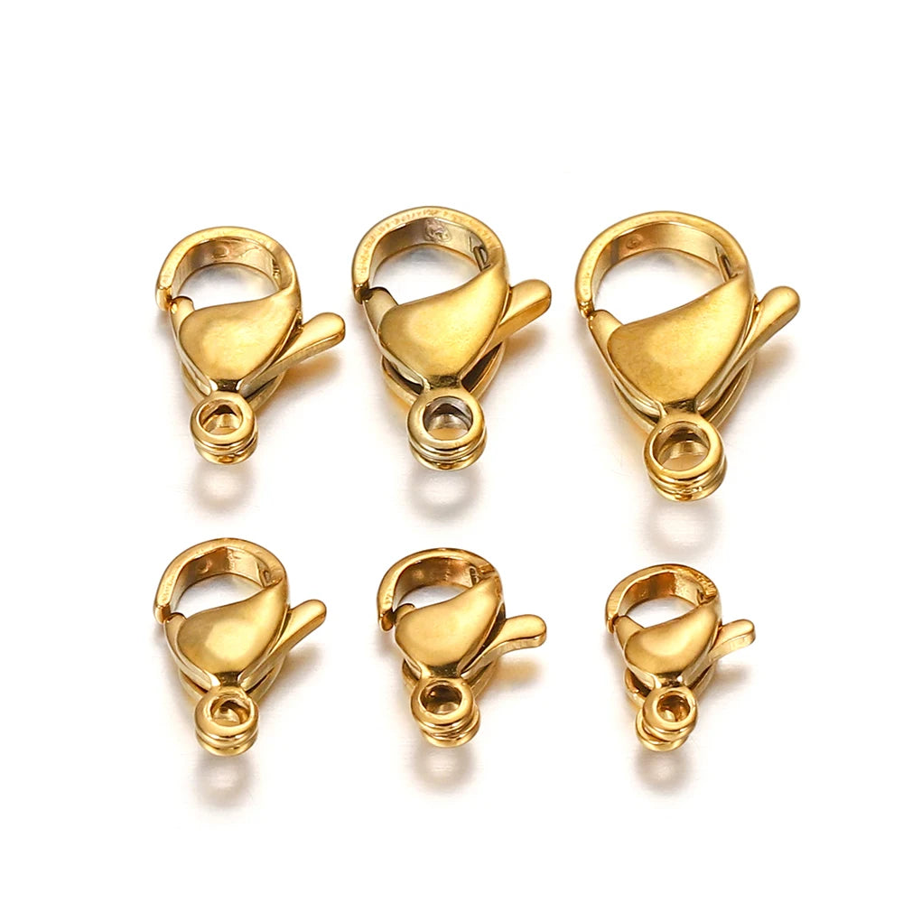 10–30 Broches de Langosta de Acero Inoxidable Chapado en Oro – Broches de Pinza para Pulseras, Collares y Suministros para Hacer Joyas DIY