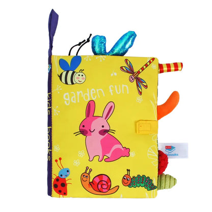 Livre en tissu éducatif pour bébés – Jouet d'apprentissage pour nourrissons de 0 à 36 mois, livre sensoriel d'éveil avec papier bruissant, hochet en queue, activité de puzzle interactive parent-enfant pour tout-petits