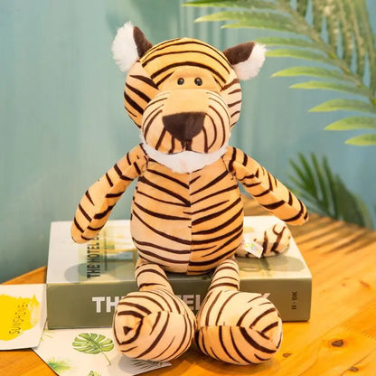 25CM Lifelike Safari Animal Plush Toys – Lion, Tiger, Elephant, Monkey, Leopard, Giraffe & Raccoon Stuffed Animals for Kids’ Gifts