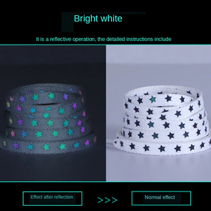 Holographic Reflective Star Shoelaces – Double-Sided High-Brightness Luminous Flat Laces for Sneakers, Fashion Shoe Accessories