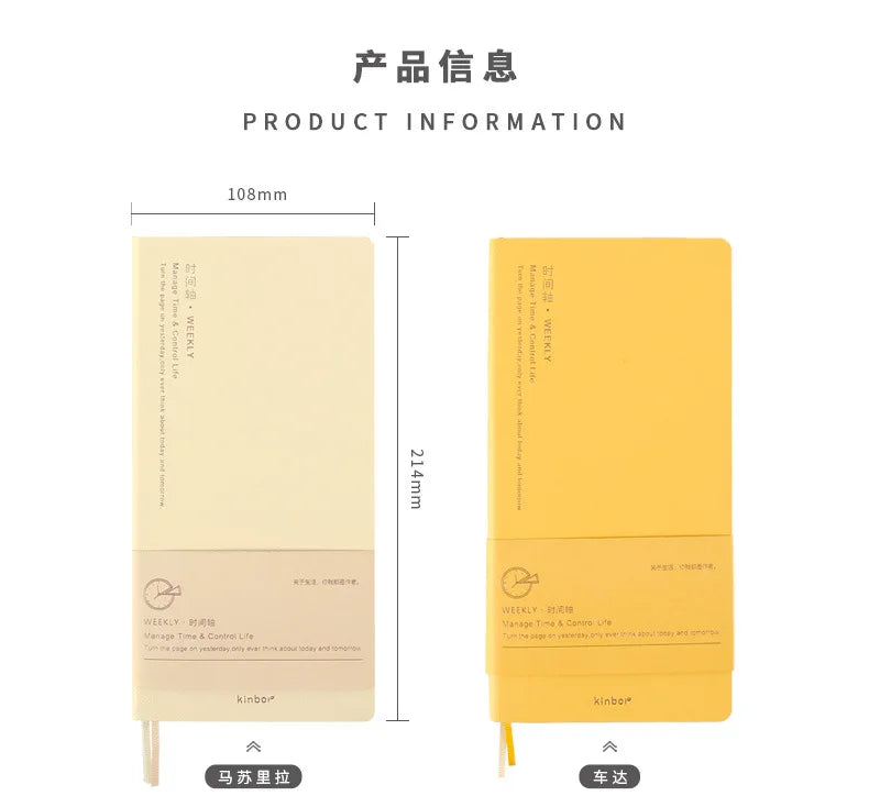 Kinbor Undated Weekly Planner – Portable Daily, Monthly & Schedule Journal Notebook