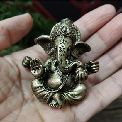 Statue de Ganesha en bronze – Figurine de sculpture du dieu éléphant hindou pour décoration de maison, de bureau, décoration spirituelle et cadeau