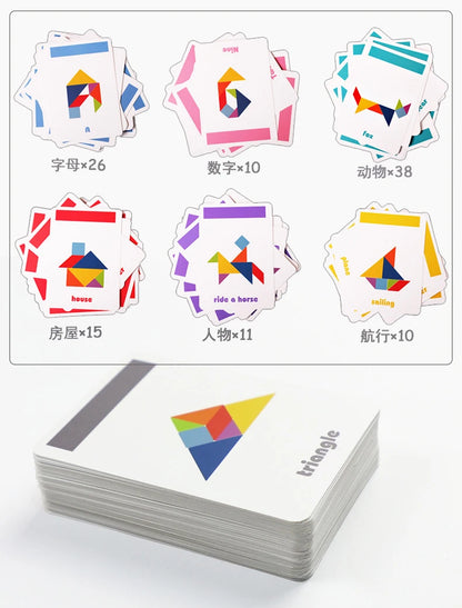 Rompecabezas de Tangram Montessori de Madera - Juego Educativo de Bloques de Construcción Preescolar, Rompecabezas Creativo de Lógica para Niños, Desarrollo Cerebral y Regalo Festivo