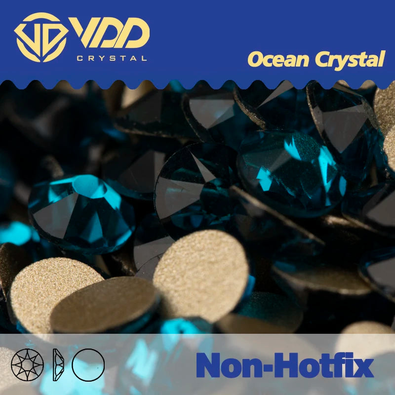 VDD 2088 Crystal Flower Nail Rhinestones – Non-Hotfix 8 Big & 8 Small Flatback Gems for Nail Art & DIY Decorations