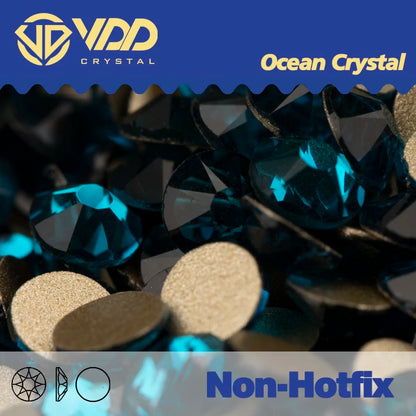 VDD 2088 Crystal Flower Nail Rhinestones – Non-Hotfix 8 Big & 8 Small Flatback Gems for Nail Art & DIY Decorations